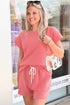 Checkered Textured Tee and Drawstring Shorts